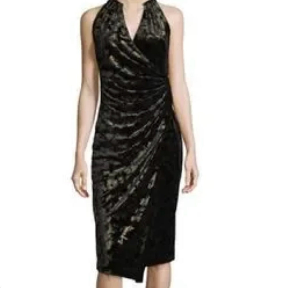 Elie Tahari Belecia Dress Black Velvet Large